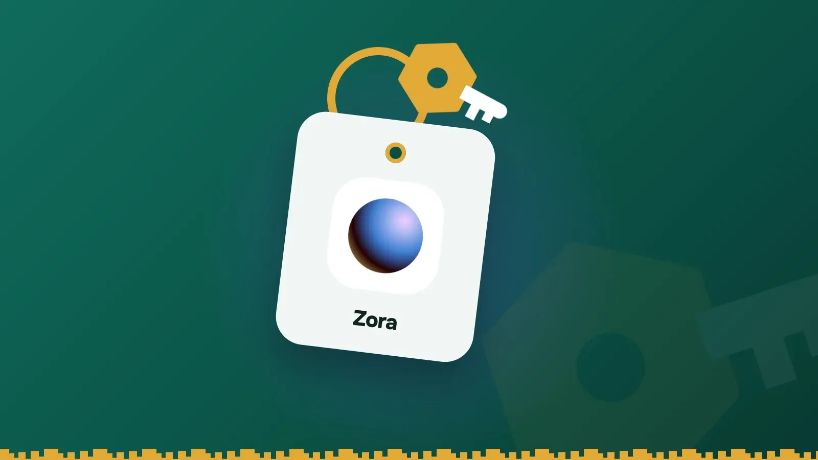 Zora logo on a Keylo key tag hanging from a brass key ring