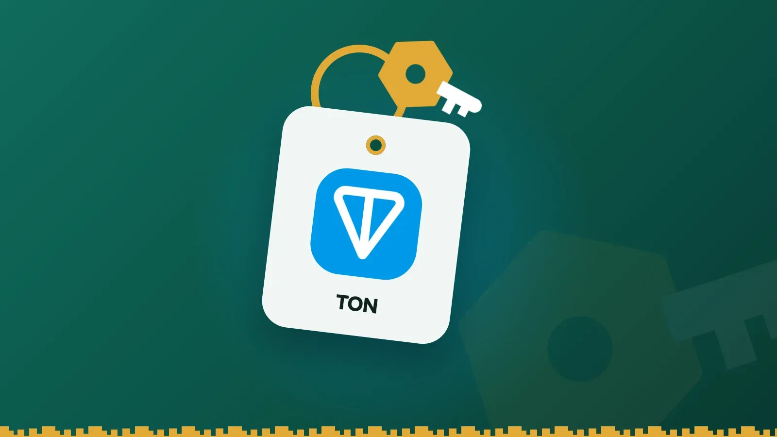 TON logo on a Keylo key tag hanging from a brass key ring